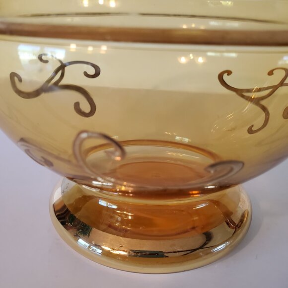Vintage Amber Embelished Lidded Candy Dish 8.5 Inches Tall - Picture 10 of 16